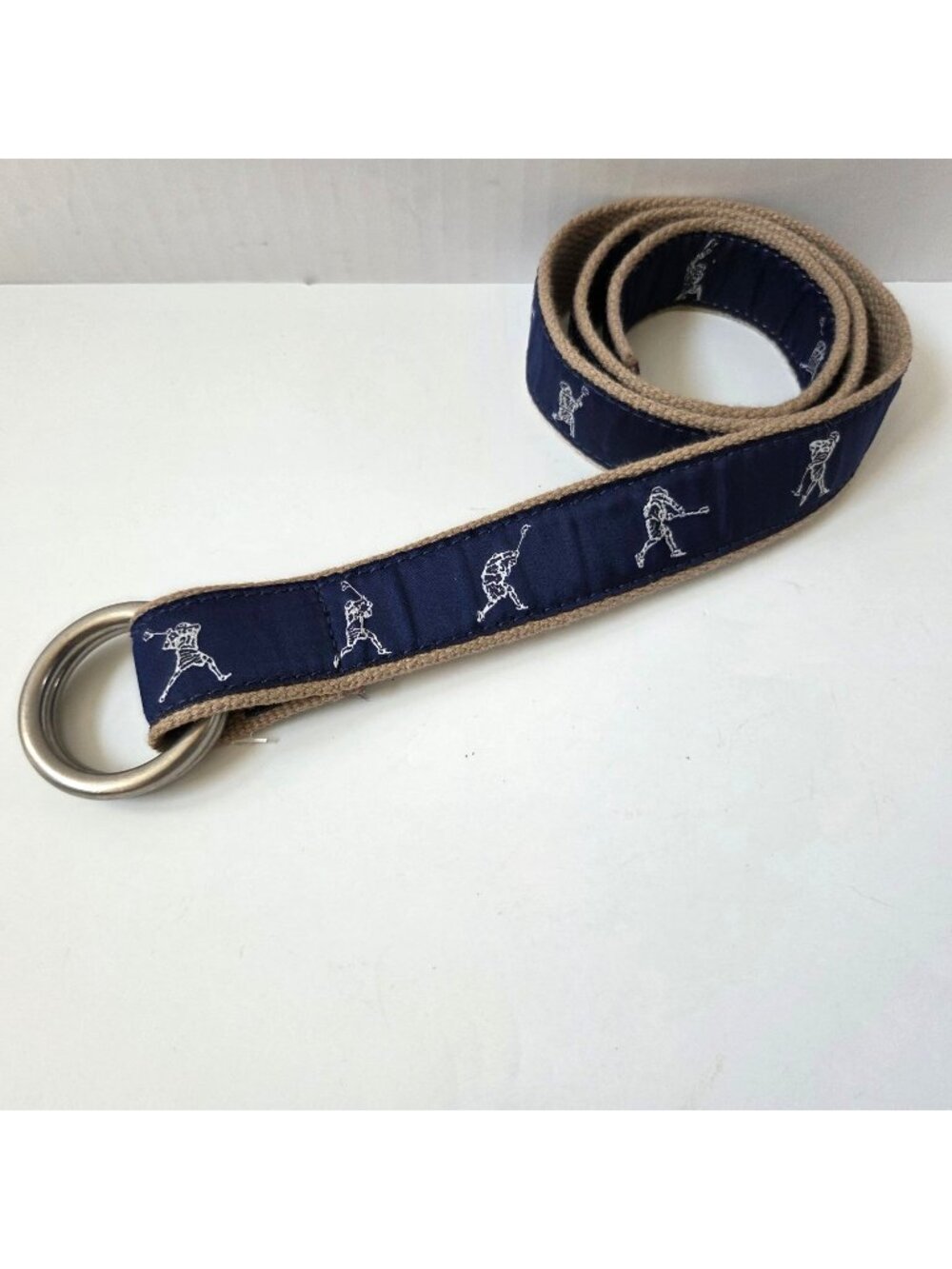 The Belted Cow Belt Mens Small Canvas Lacrosse Blue Ribbon Adjustable USA Made